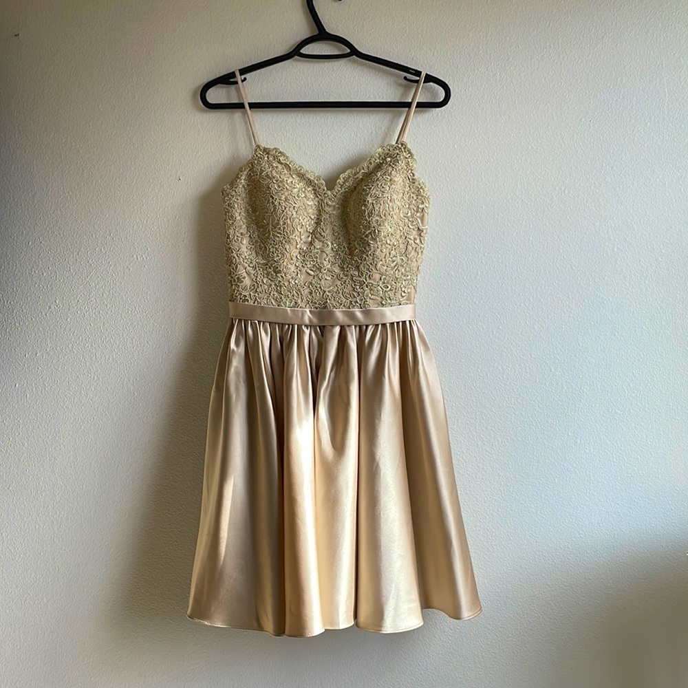 Gold knee length dress